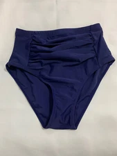 Tempt Me Side Ruche Bikini Tankini Bottom Navy Blue Women's Size Small NWT