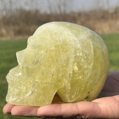 2.66LB Natural Smokey citrine Quartz Skull Hand Carved Quartz Crystal Skull heal - 第 8/18 張圖片