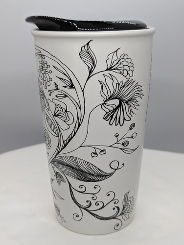 2014 Starbucks Floral Heart Butterfly Ceramic DoubleWall Travel Mug Tumbler 12oz - Picture 8 of 12