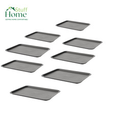 8x Grey Plastic Serving Tray Canteen Cafe Fast Food TV Dinner Kitchen