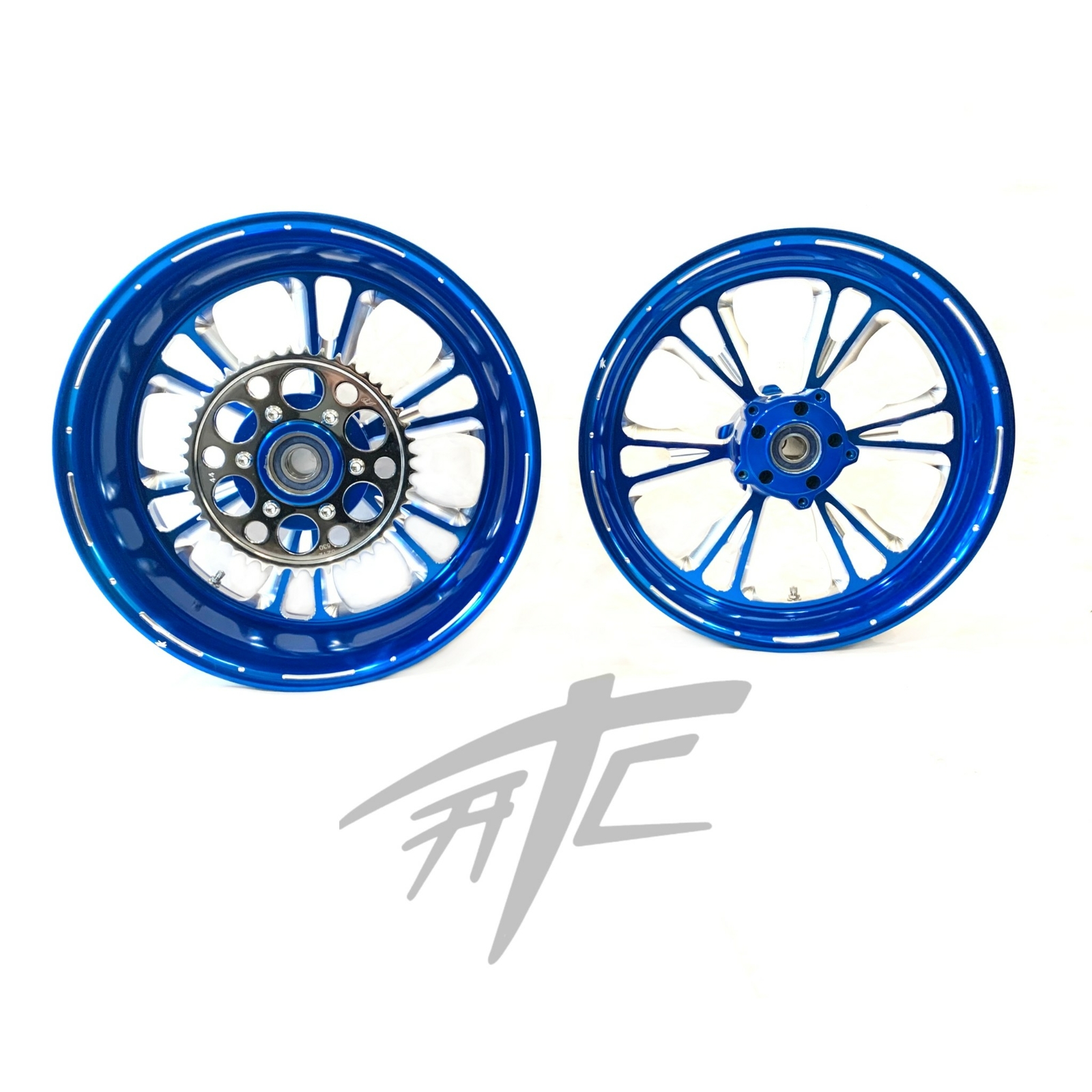 GSXR 360 FAT TIRE CANDY BLUE CONTRAST VANDETTA WHEELS 08-20 SUZUKI GSXR 600 750