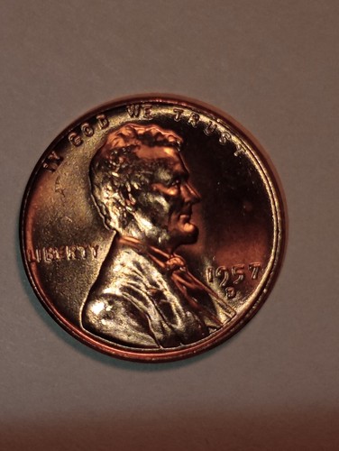 1957 D RED BIE Cent Error Uncirculated Lincoln Wheat Cent. From Unopened Roll. - Picture 7 of 11