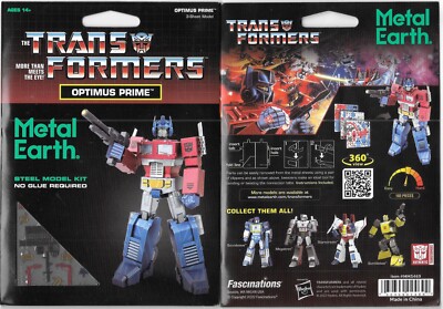 Transformers Optimus Prime Color Metal Earth 3-D Laser Cut Steel Model Kit NEW
