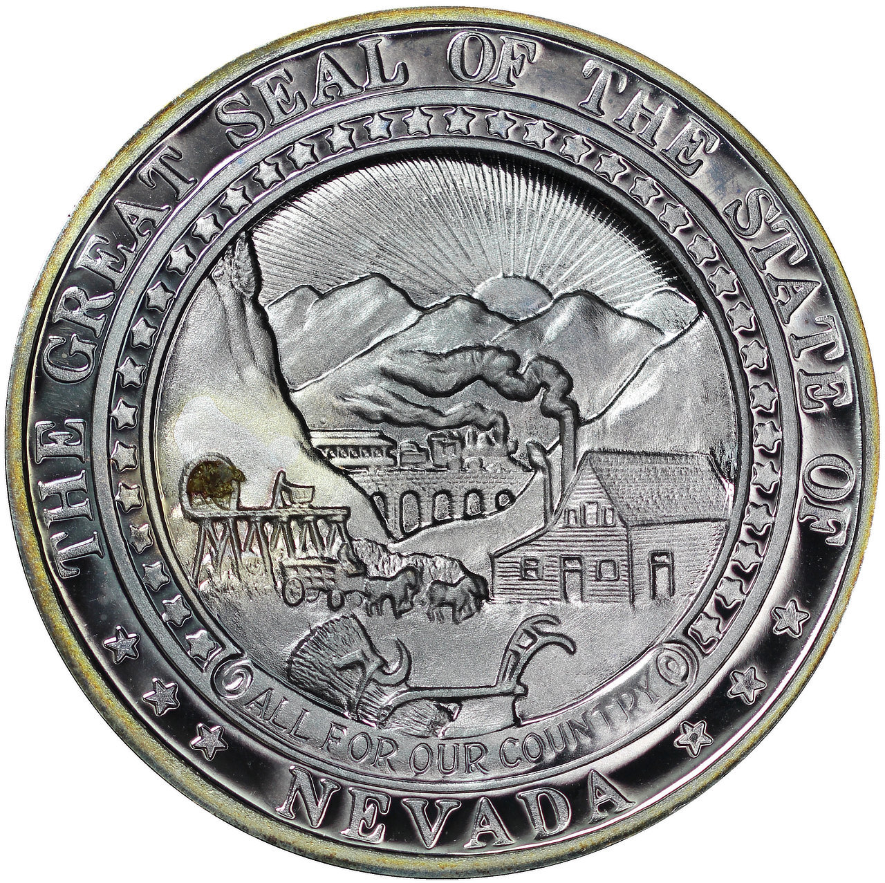 RARE Kit Carson Nevada Pathfinder 2 oz .999 Silver Round w/ Gold Nugget N171 eBay