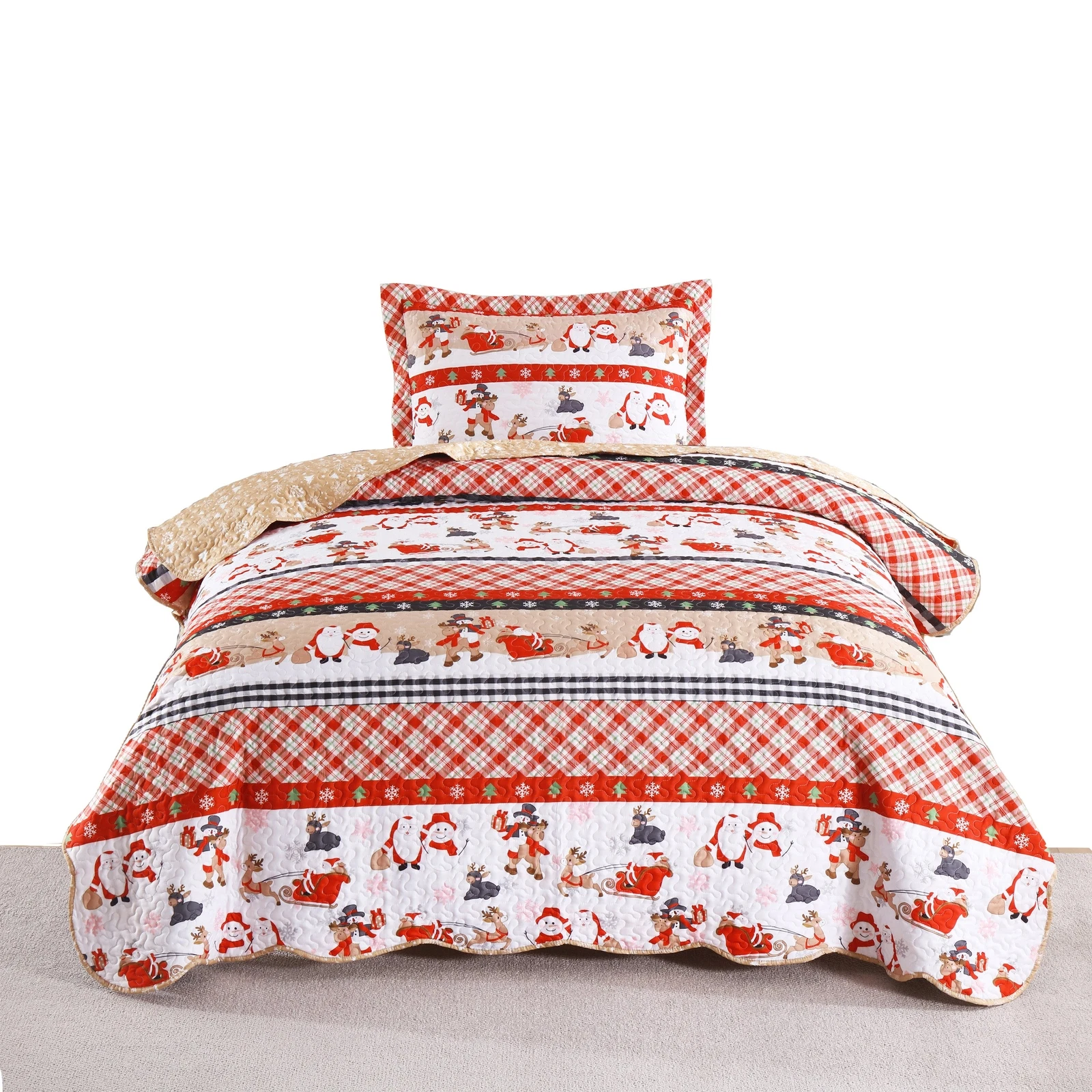 Christmas Plaid Sleigh Bedding Set | Christmas Gift | Christmas Decor