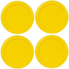 Pyrex 7200-PC Round Meyer Lemon Yellow Replacement Lid Cover (4-Pack)