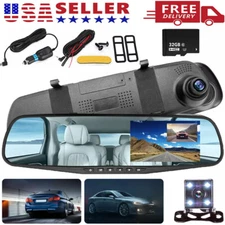 1080P HD Rearview Mirror Car DVR Dual Dash Cam Camera Front Rear Video Recorder