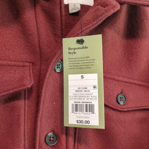 Goodfellow & Co Camicia Uomo Piccola Manica Lunga Giacca Pile Bottoni Tasche - Foto 2 di 6