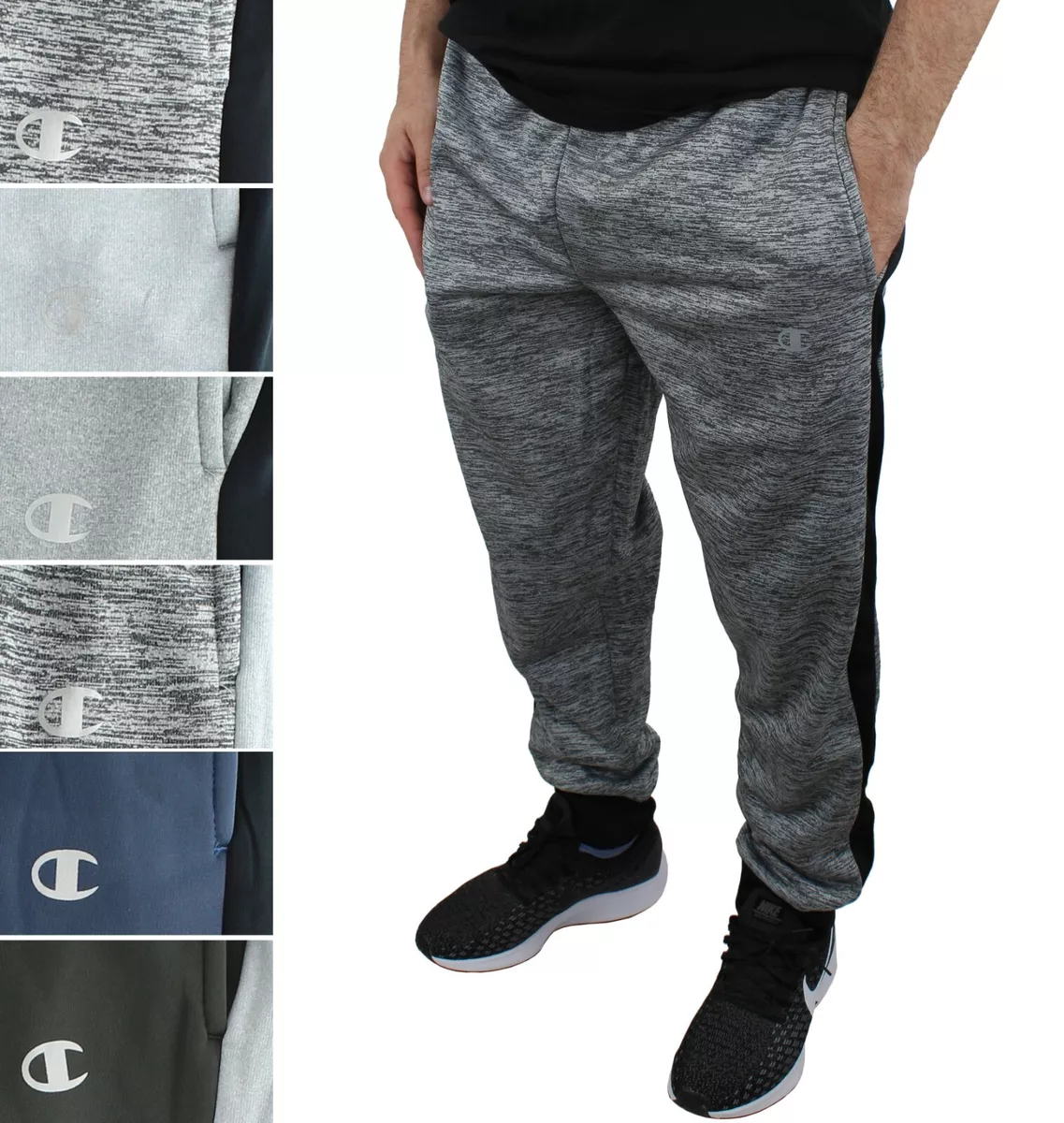 Champion Performance Men&#039;s Jogger Sweatpants Workout Side Striped Pants | eBay