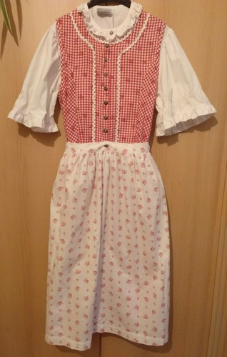 Kinderdirndl Isar Trachten Gr. 146 rot kariert 3-teilig
