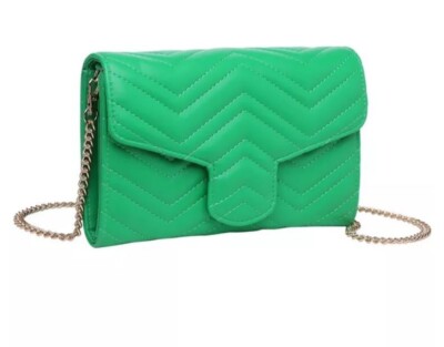 URBAN EXPRESSIONS Gabriella chevron flap small crossbody bag clutch in Green