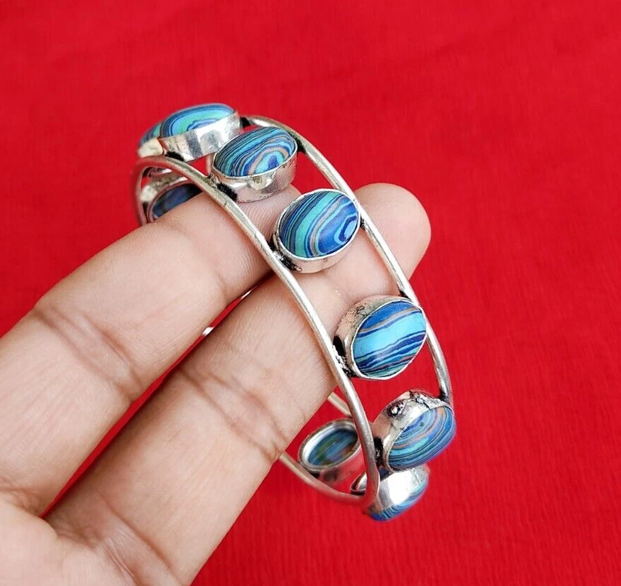 Регулируемый браслет с целебными кристаллами Rainbow Calsilica с несколькими камнями посеребренный - Изображение 4 из 4