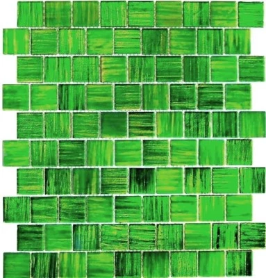 Mosaïque en Verre Vert Clair Mat Dépoli sur Maille Wand WB68-CF43 | 1 Matte - Photo 1/3