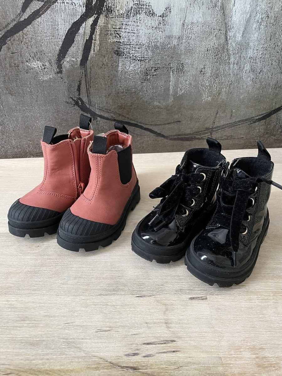 Patent Lace Up Chelsea Boot SPIKE Black Patent Lace Up Ankle Boots