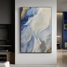 Heavy Thick Oil Painting On Canvas Abstract Sea Wave Handmade Modern Decorative