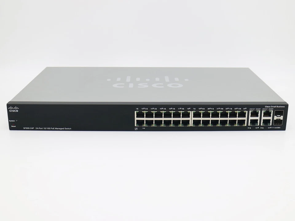 Cisco SF300-24P SF300 Layer 3 Managed Ethernet Switch 24PoE 180W 2xCombo GE/SFP - Image 2 of 4