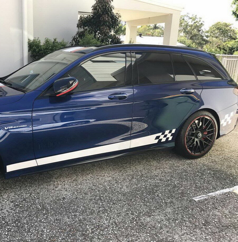 Car Sticker Stripe Flag 84'' for C Class C63 Vinyl Lower Door Panel Decal ZC1343 - Foto 3 di 5