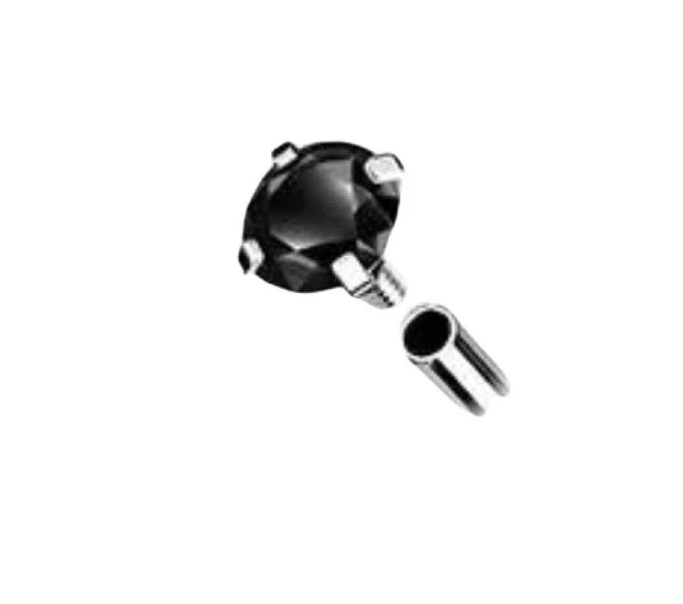 Diamante Negro 2mm Oro Blanco 14K 16G Labio Labret Pisado Internamente Pendientes Foto 2 de 2