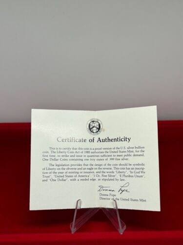 1986 Silver Proof Liberty One Dollar SF mint unc - Picture 5 of 7