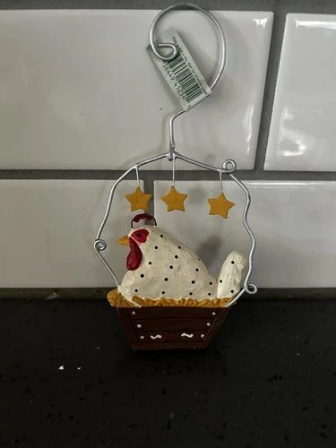 NEW Midwest Cannon Falls Folk Art Christmas Ornament Rooster Basket Primitive