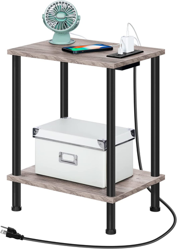 Side Table with Charging Station, End Table with USB Ports and Outlet, Nightstan - Picture 11 of 12