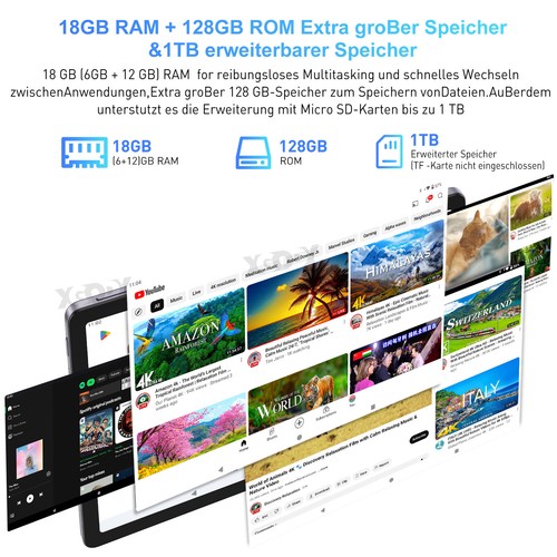 WiFi Tablet 11.1 Zoll Android 14 mit 8GB RAM 256GB ROM Bluetooth Dual Camera - Bild 5 von 35
