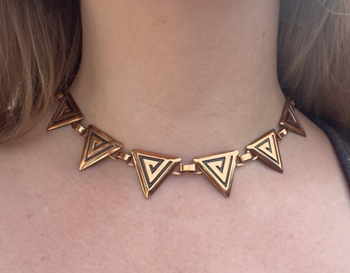 Vintage Native American La Jolla Copper Pueblo Triangular Necklace Jewelry - Picture 3 of 11