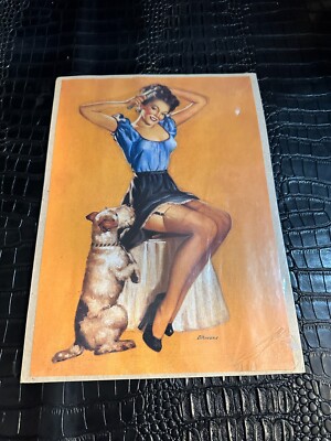 D'ANCONA PIN UP - Brunette Combing Hair w/DOG 12 x 9 (NBS-A)