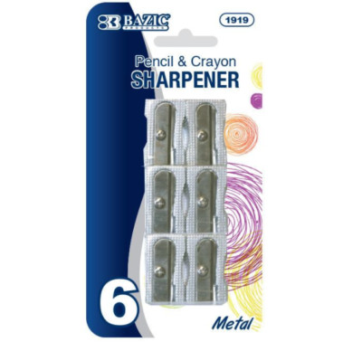 Single Hole Best Quality Metal Pencil Sharpener - 6 Per Pack - FAST FREE SHIP