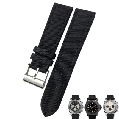 Black Nylon Strap Bracelet For Breitling Superocean Heritage Chronomat - 22mm