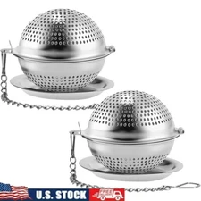 Stainless Steel Tea Ball Infuser Set 2Pcs Locking Clasp Loose Leaf Steeper New