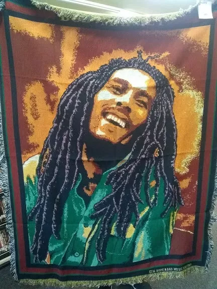 BOB MARLEY Blanket Throw Tapestry Rug NEW w Tags but Vintage Item 46