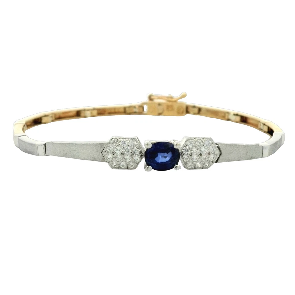 Sapphire & Cubic Zirconia Bracelet In 18K Two-Tone Gold - Image 3 of 4