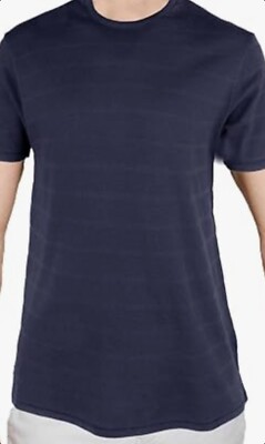 Threadbare Mens Stockton T-Shirt Navy Striped Texture Size medium NEW BNWT