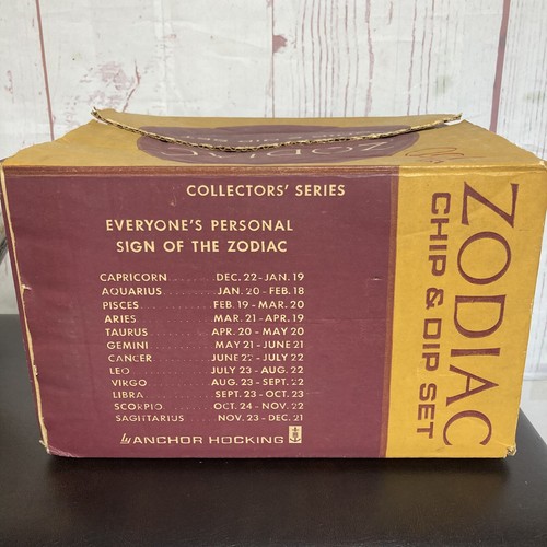 Anchor Hocking Zodiac Chip & Dip Glass Bowl Set Vintage MCM 500/172 Original Box - Picture 9 of 11