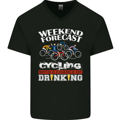 Wochenende Forecast Fahrrad Cyclist Lustig Herren V-Neck Baumwolle Maglietta