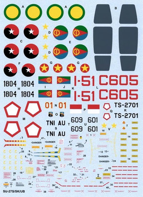 Hi-Decal Line 48-022 Sukhoi Su-27S/SK/UB Flanker-B/C 1/48 scale decals