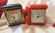 2 x Vintage Equity Folding Travel Alarm Clocks