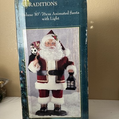 Traditions Deluxe 30  Animated Santa Claus w/ Light Decoration Vintage