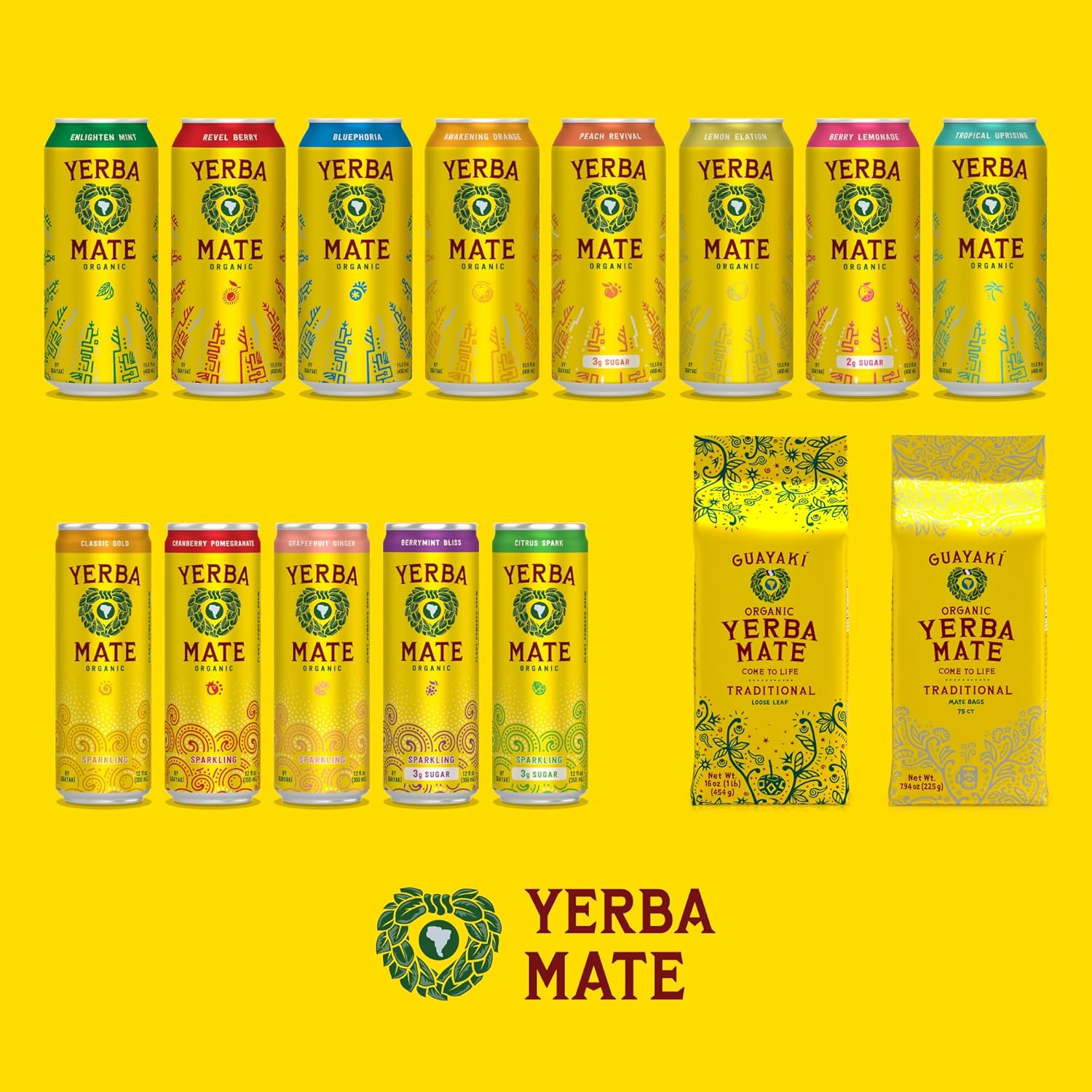 Organic Yerba Mate Energy Drink Bundle - Cranberry Pomegranate & Grapefruit