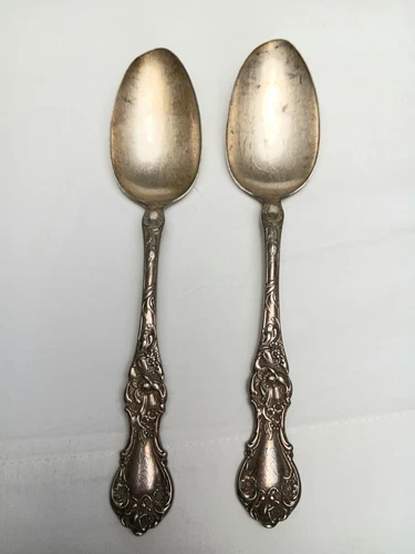 2 Vintage 1835 R Wallace Serving Spoons Monogram