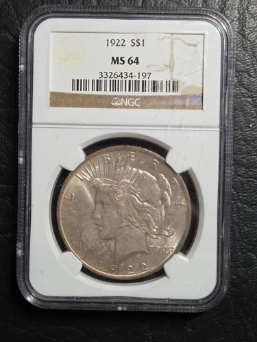 Beautiful 1922 Peace Silver Dollar NGC Graded MS 64