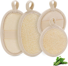 esponjas exfoliantes de lufa natural para cuerpo y cara en paquete de 4 unidades