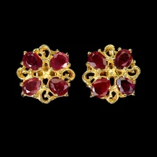 925 Sterling Silver Earrings Pear Ruby 5x4mm Natural Gemstone Jewelry