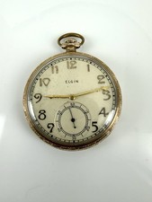 Vintage Elgin Pocket Watch 12s In 10K Wadsworth Yellow Gold Filled Case Running
