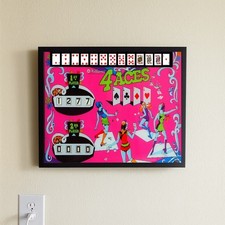 Illuminated "Four Aces" - 1972 - Pinball Backglass   Retro LED Wall Art