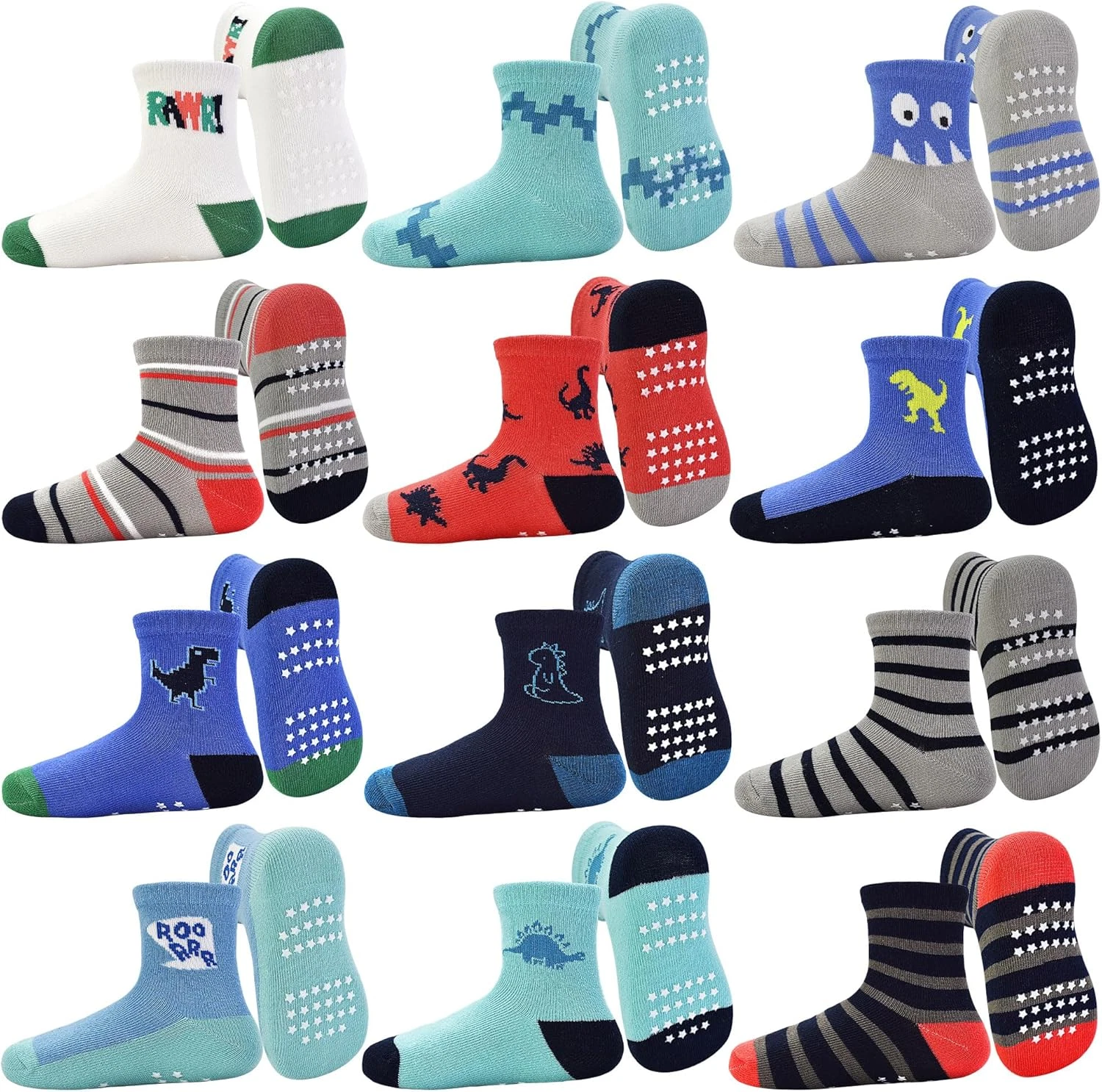 Tphon Toddler Baby Non Slip Socks Infant anti Skid Socks with Grips 12 Pairs Cre
Opens in a new wind