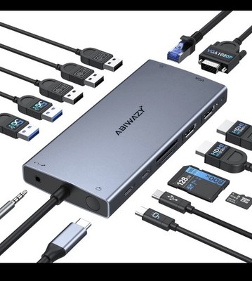 15-in-1 USB C Docking Station for Dual Monitors, Triple Display Hub, HDMI, DP