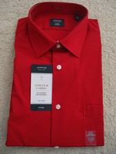 NWT Arrow mens size L 16-16.5 34/35 Easy Care Fitted Stretch dress shirt Red