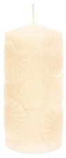 INNA-GLAS Blockkerze ANDRIANE mit Seerosenblatt Motiv, creme, 15cm, Ø7cm, 63h